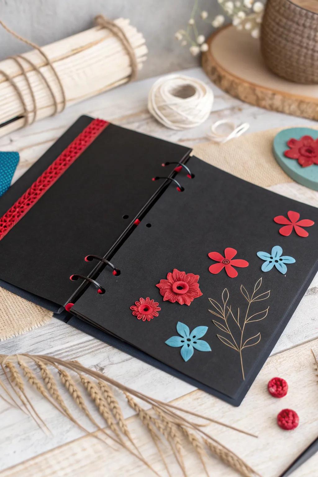 Unleash your creativity with bold color pops against a sleek black canvas—where minimalist meets boho charm.