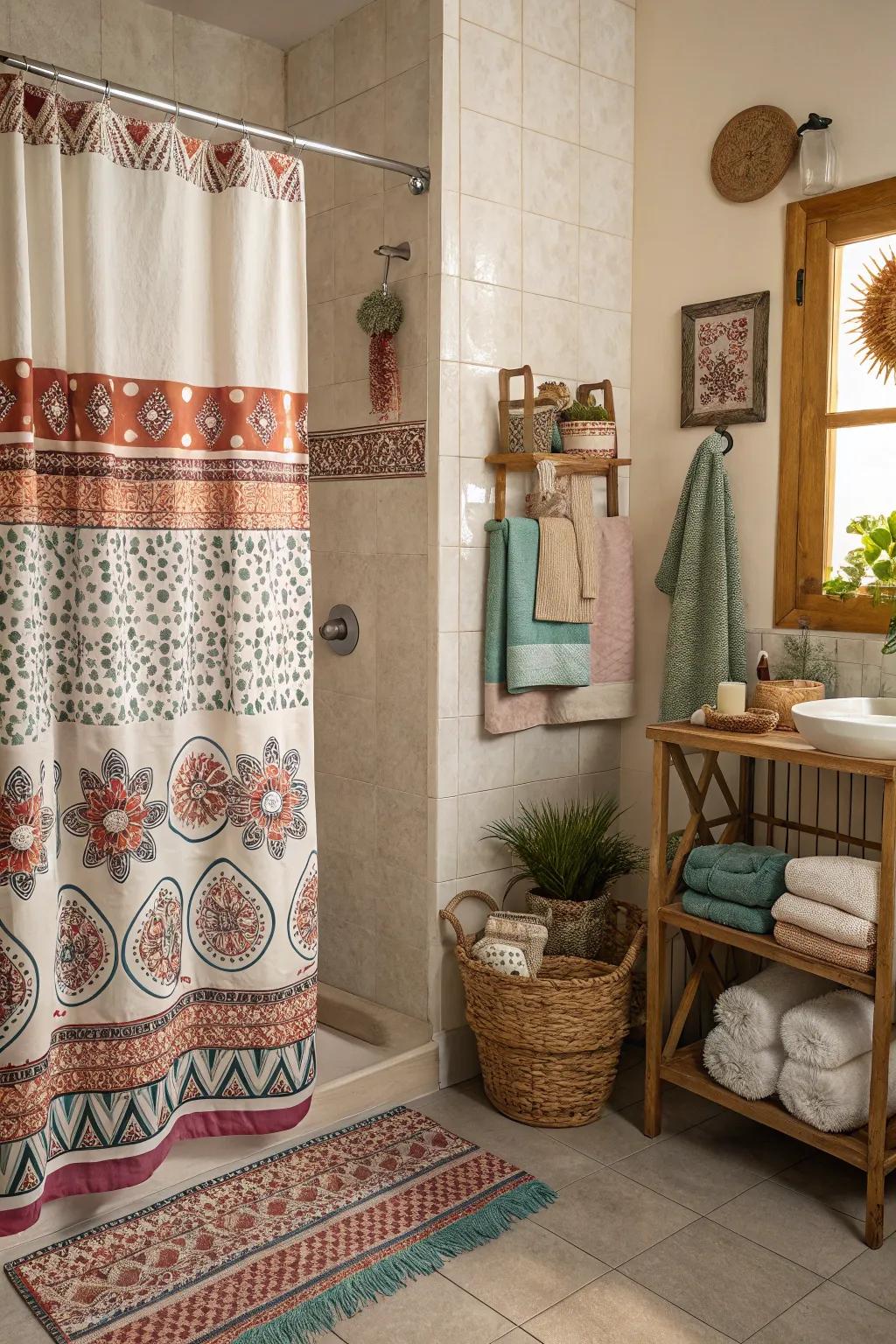 Layered textiles contribute to a cozy and inviting atmosphere.