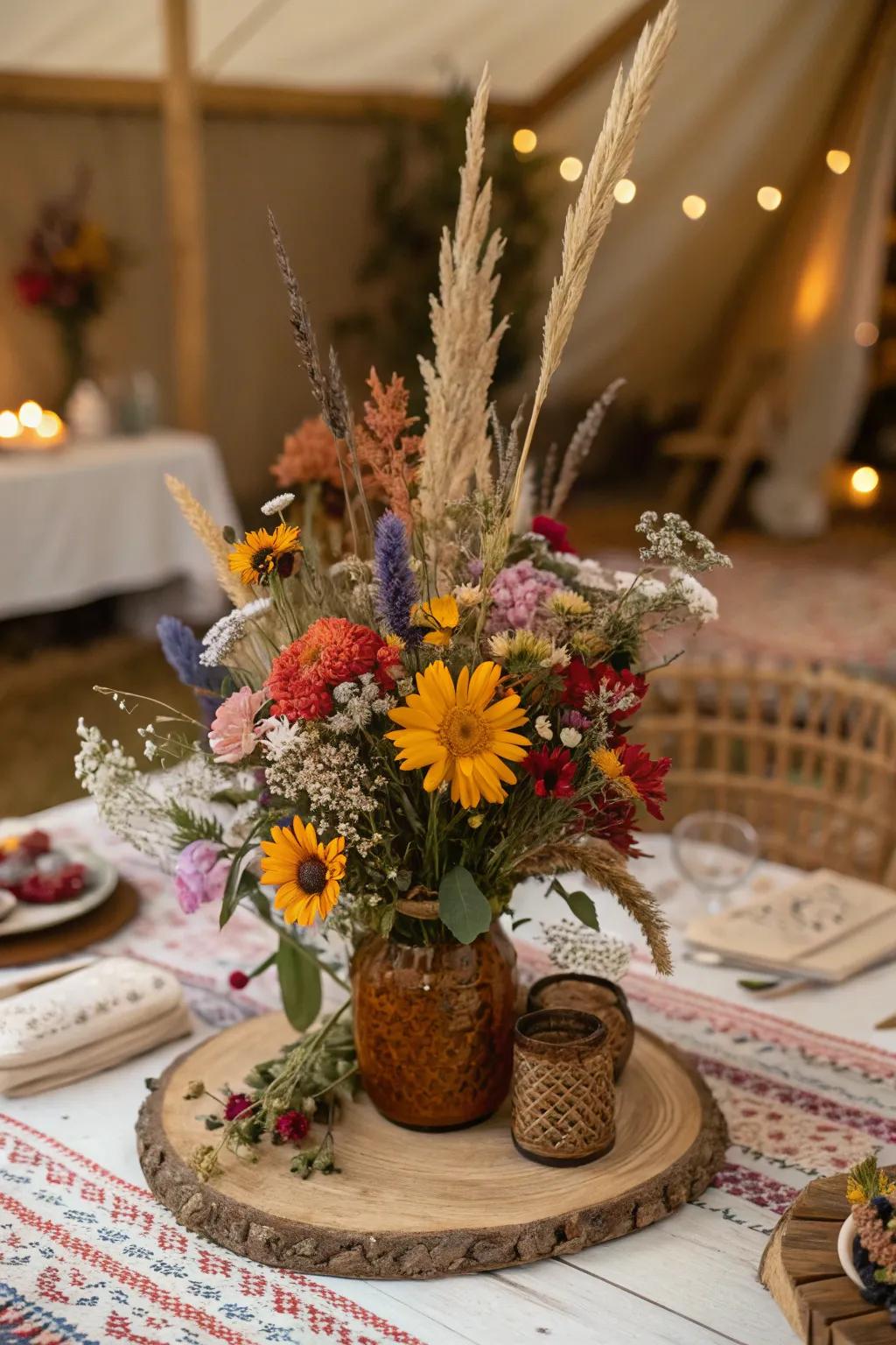 A vibrant centerpiece brings nature's beauty to your table.