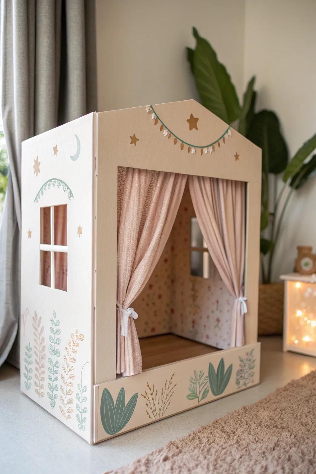 Bring stories to life with this charming cardboard box puppet theater—where creativity meets simplicity!