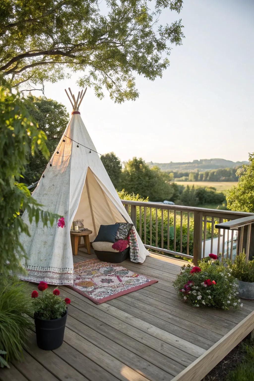 Conical tents add whimsy and shade to any deck.