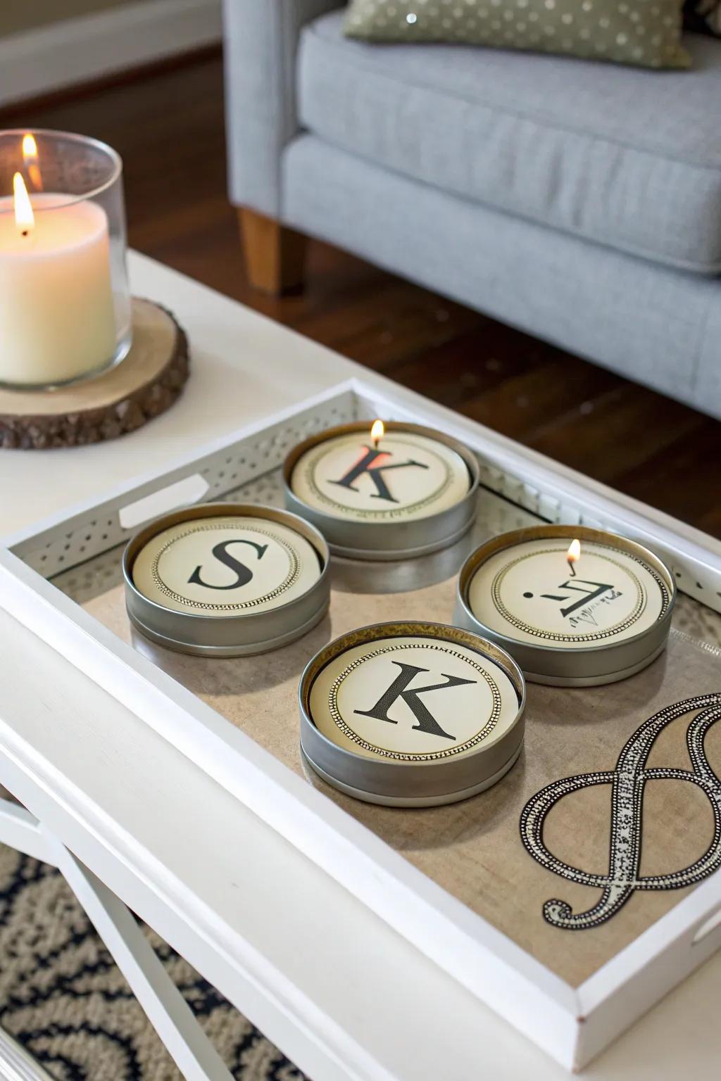 Add a touch of elegance with monogrammed coasters.