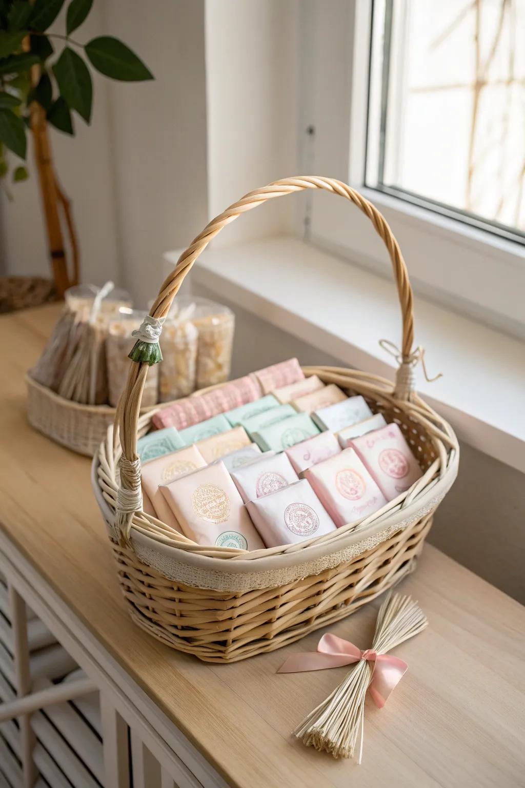 Delight in the artful simplicity of an assorted candy basket, perfect for showing appreciation with a sweet touch!