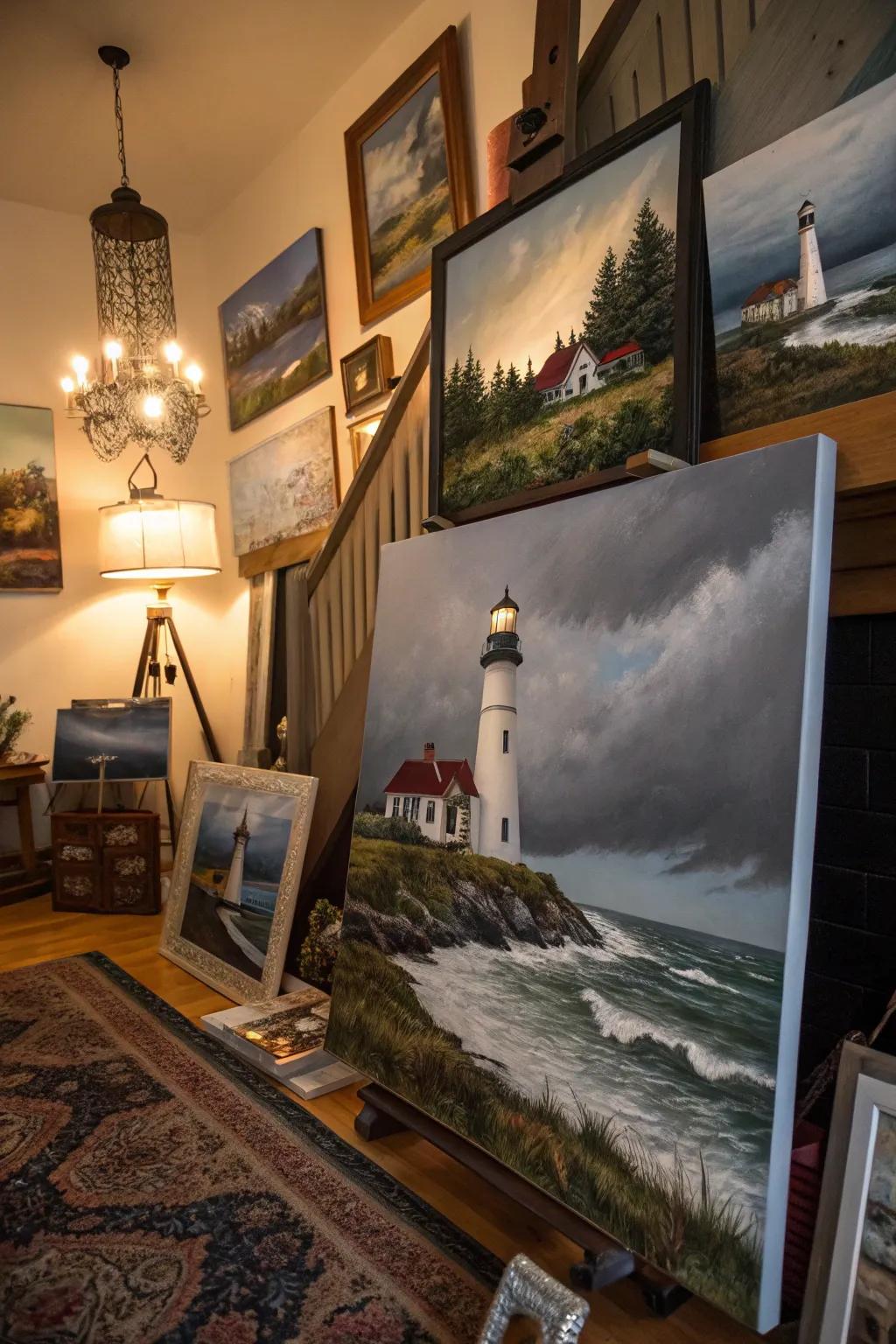 Illuminate your canvas with the charm of lighthouses.