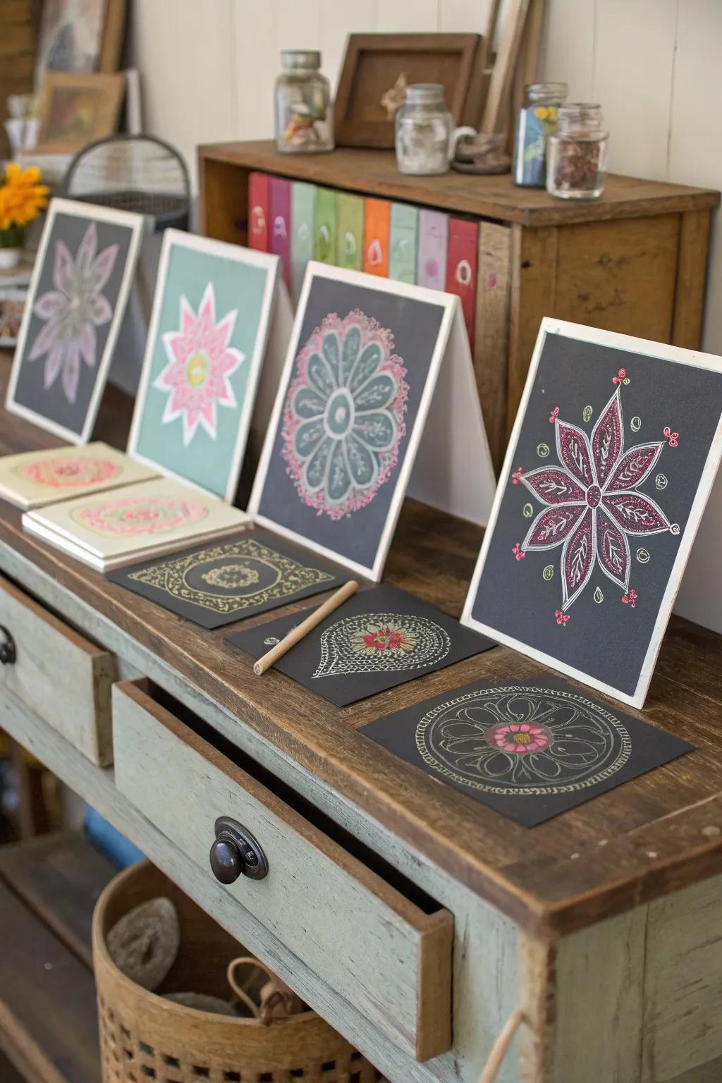 Chalk powder greeting cards add a personal touch to your heartfelt messages.