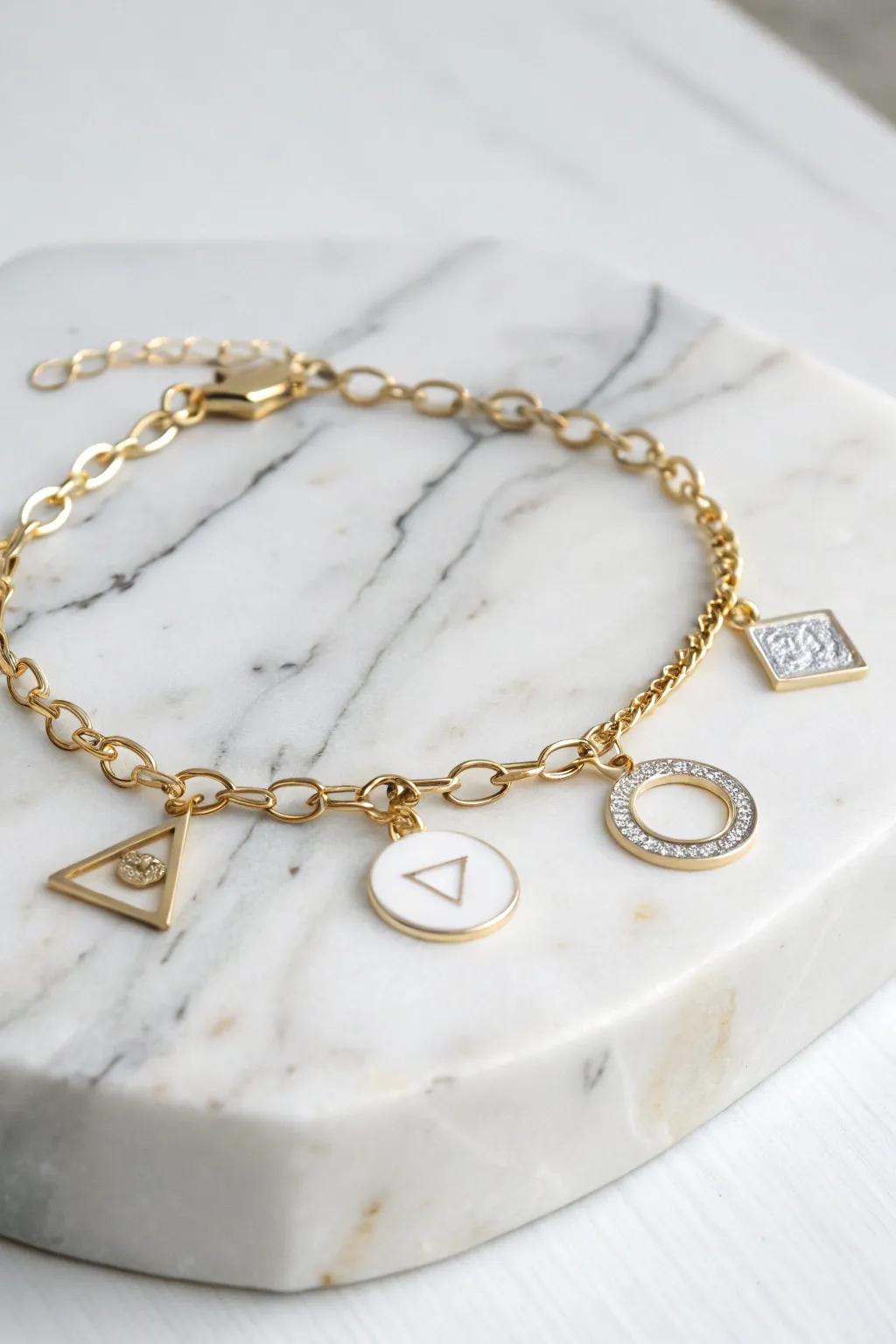 A minimalist charm bracelet that embodies elegance with simplicity.