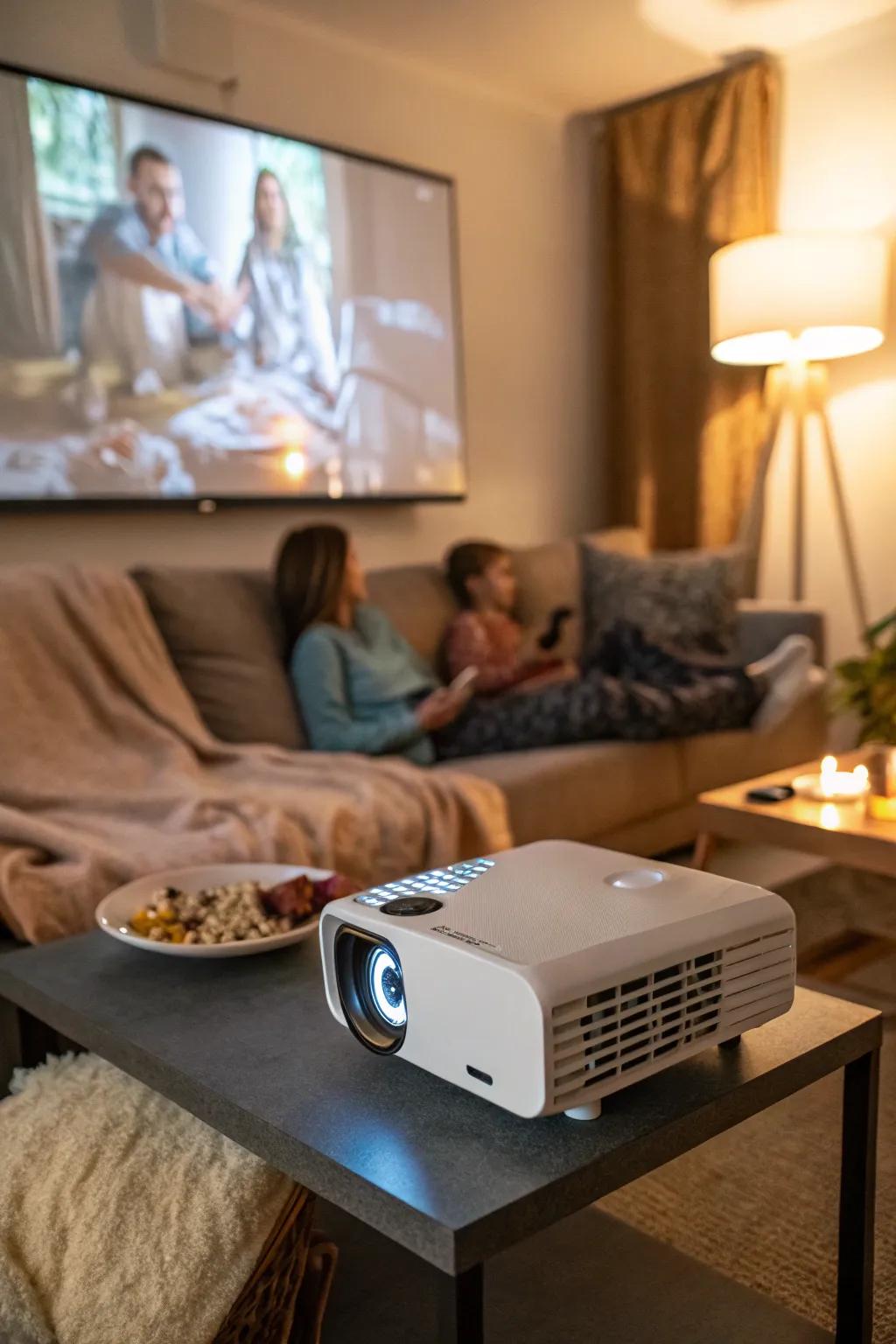 Create the ultimate movie night with a mini portable projector.