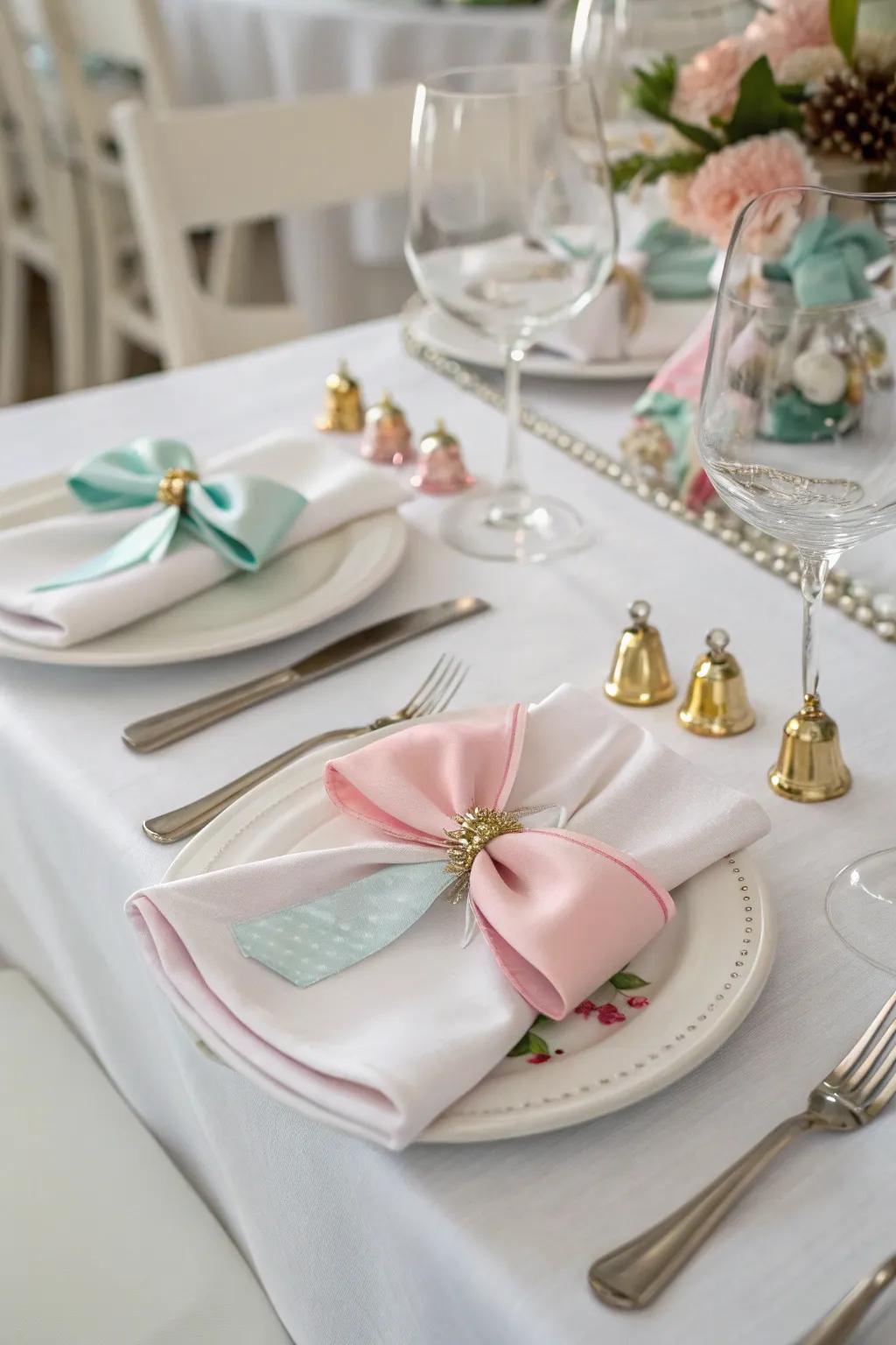 Bells and bows add charm to your holiday table.