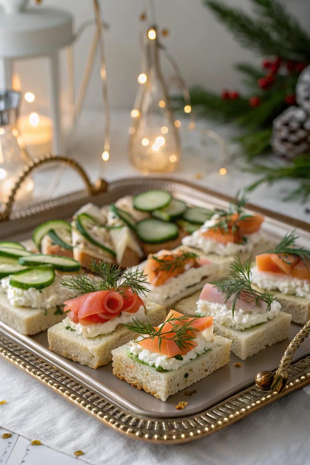 A tempting array of savory tea sandwiches.