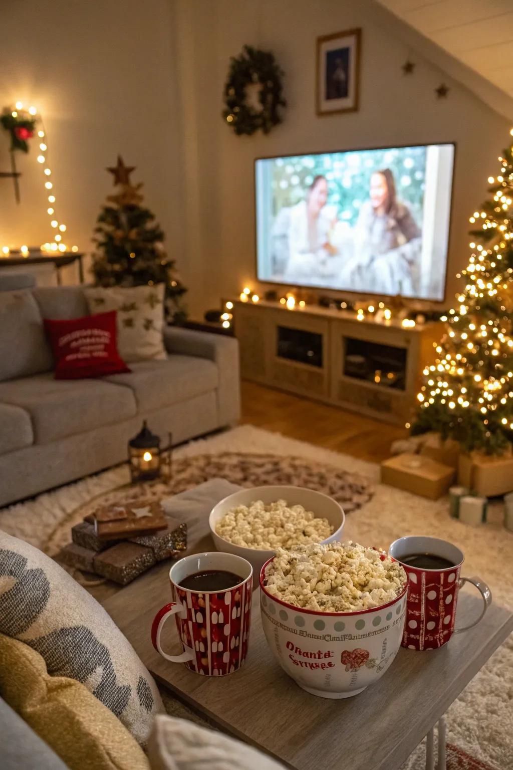 Relax with a Christmas movie marathon at your party.