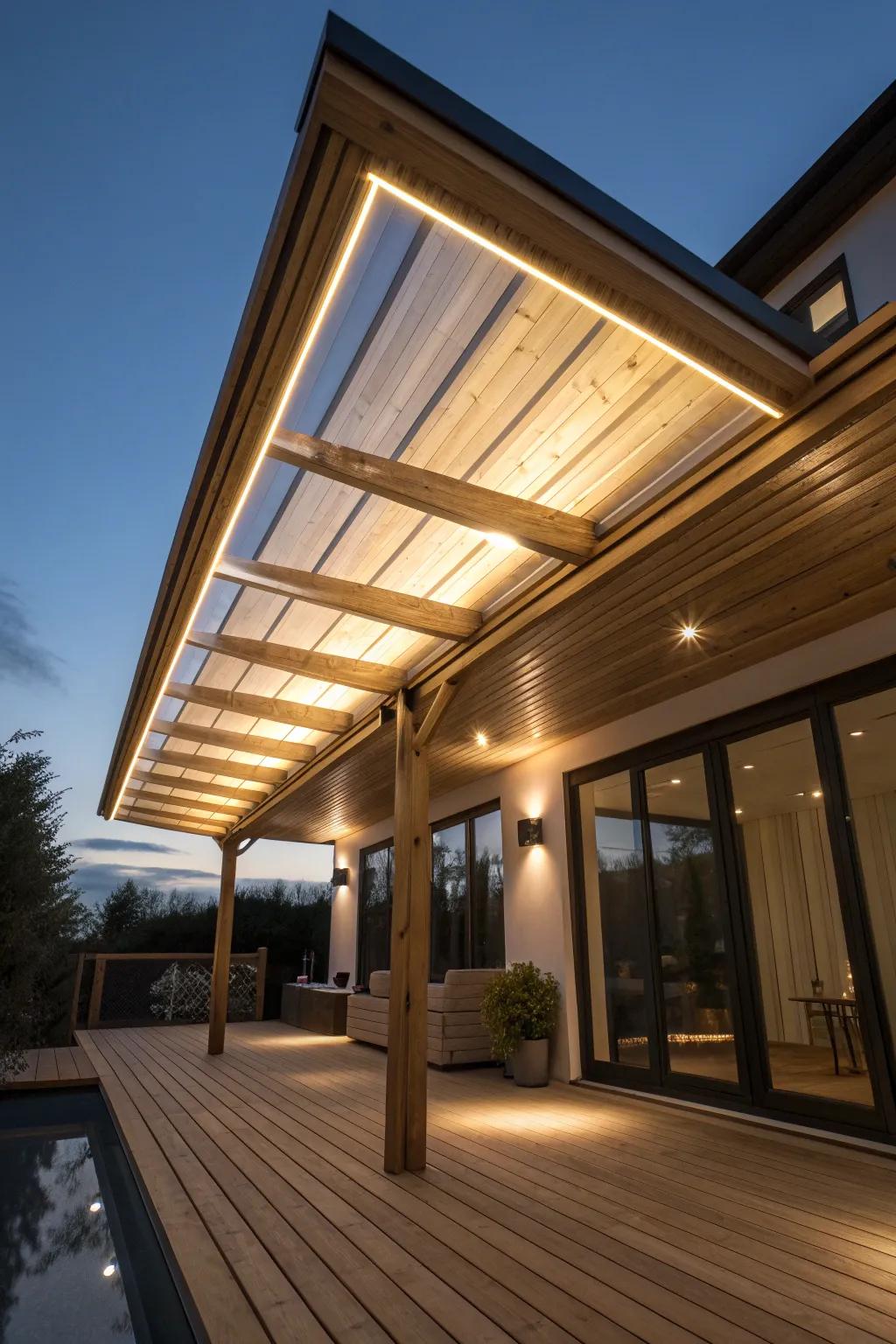 Transform your deck into a luminous retreat with elegant LED strip lighting.
