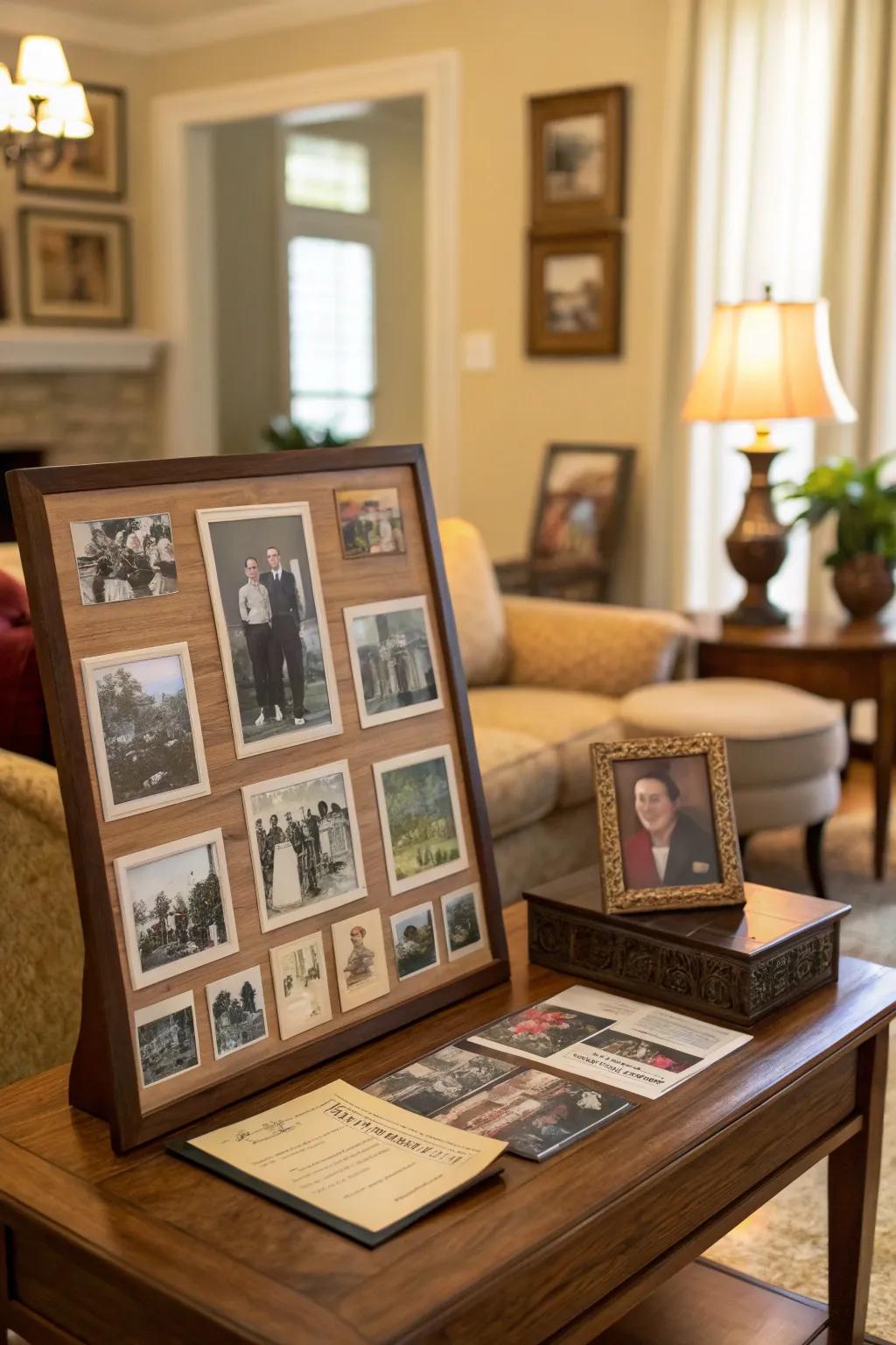 A family heritage collage board tells the story of your roots.