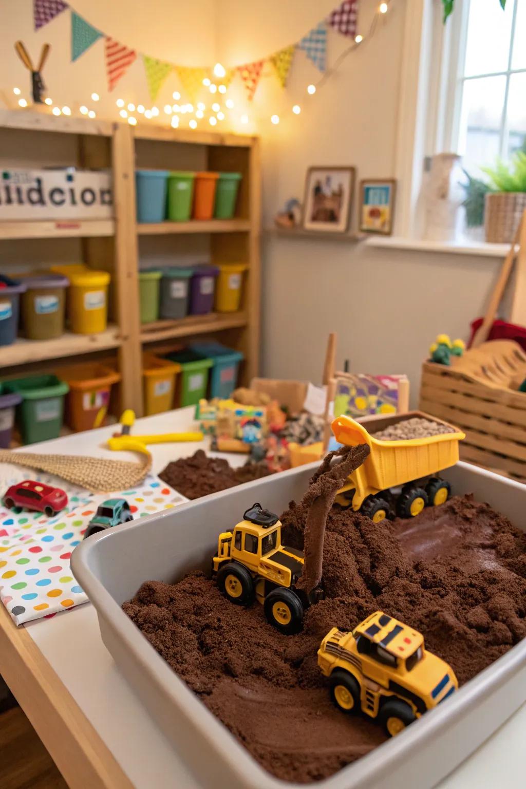 Chocolate cloud dough: a sensory treat for the senses.