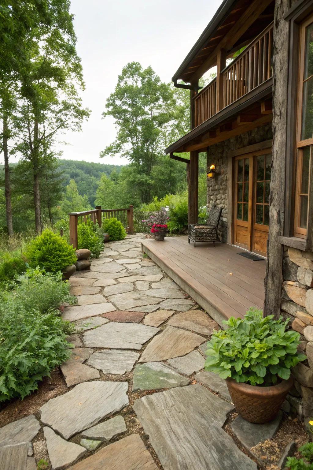 Add rustic charm with natural stone elements on your deck.