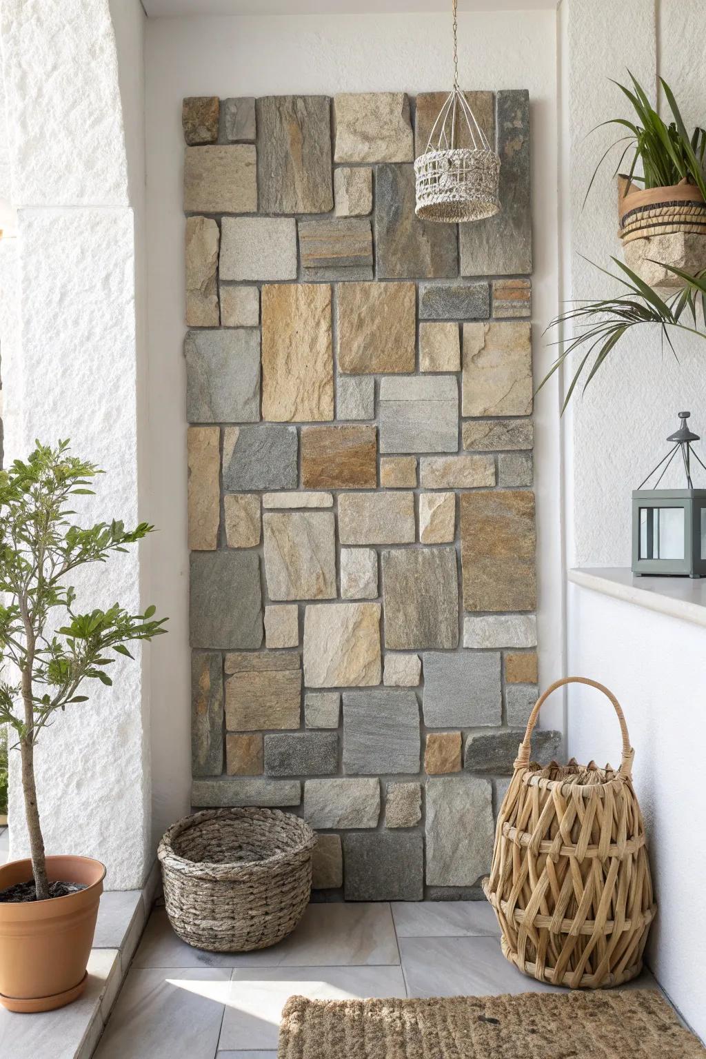 Transform your space with a minimalist slate wall mosaic—where natural beauty meets artistic craftsmanship.
