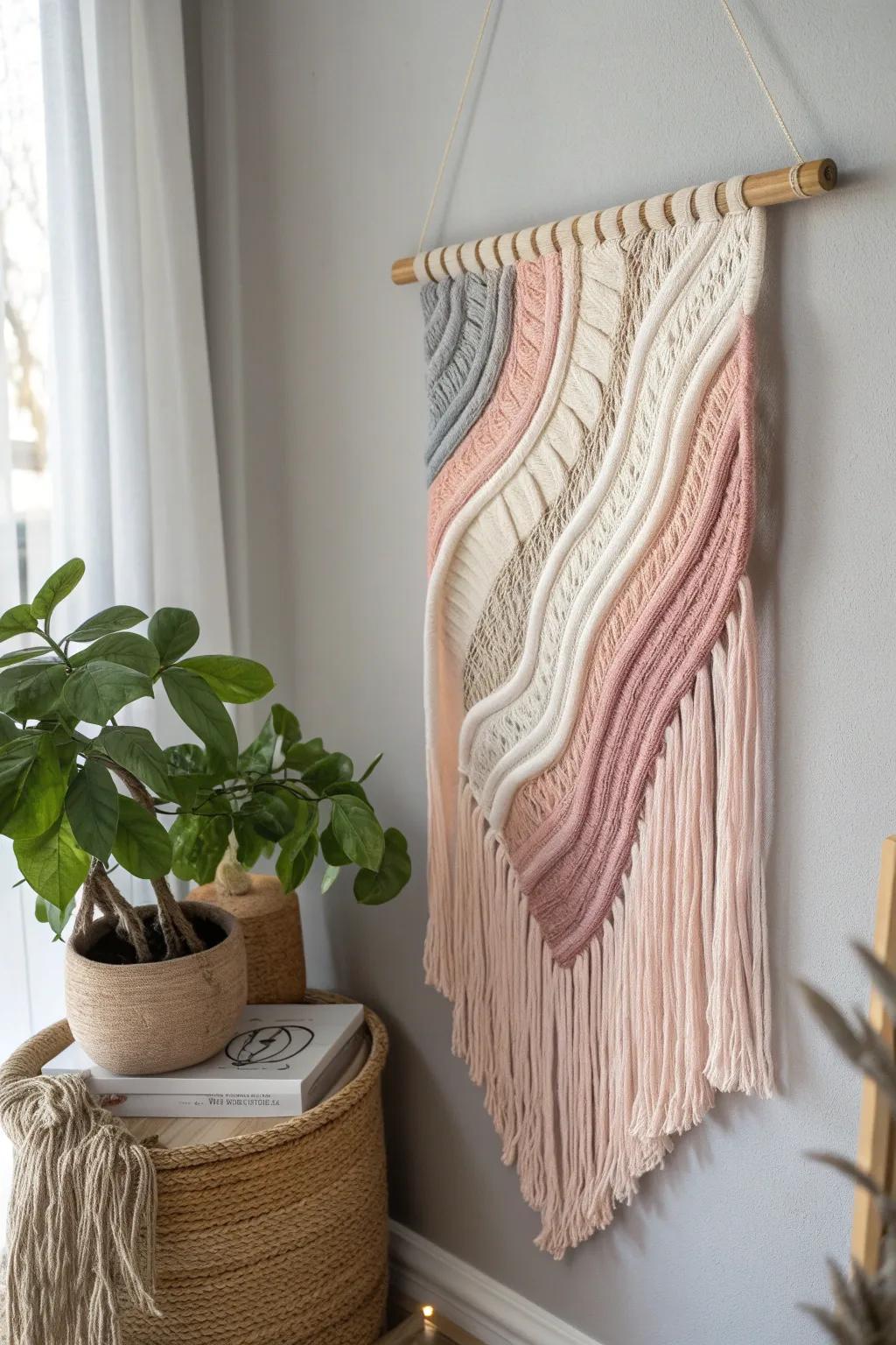 Elevate your space with the tactile elegance of yarn art. 🌿✨