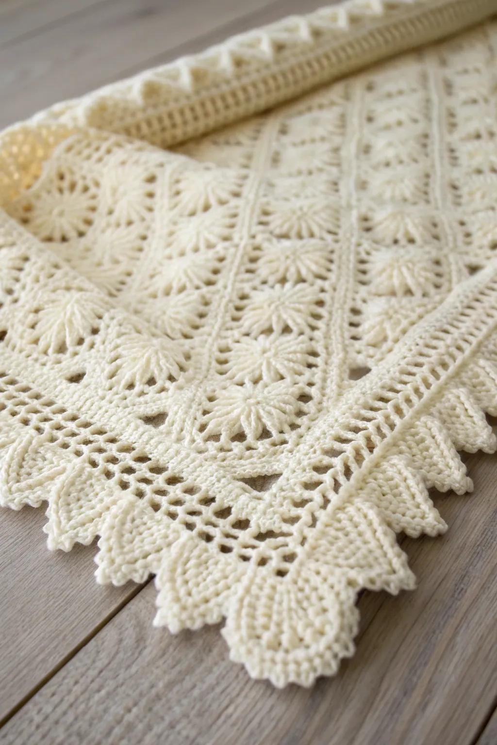 Elevate your C2C blanket with an elegant lace border that whispers romance and vintage charm.
