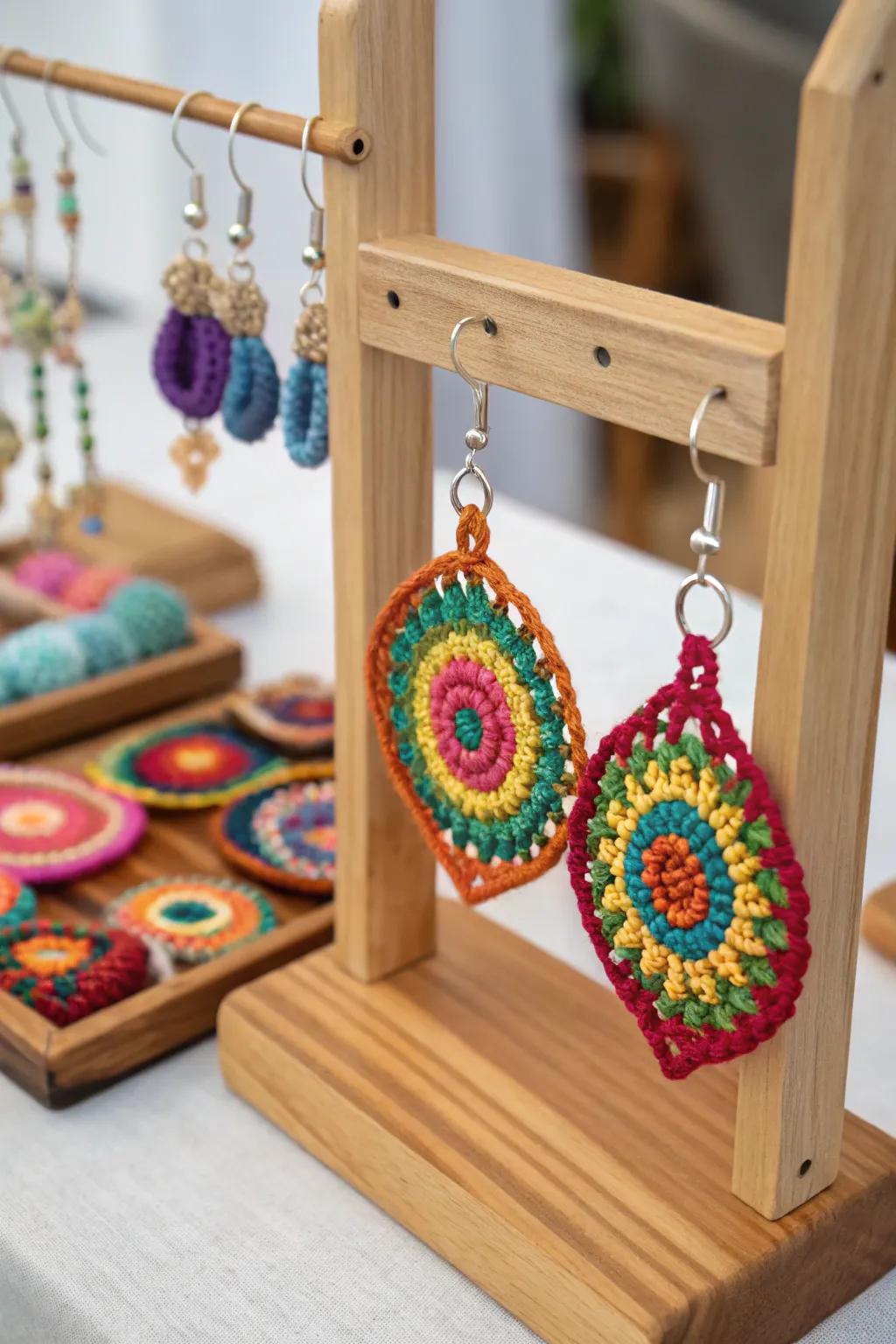 Add a splash of style with handmade crochet earrings.