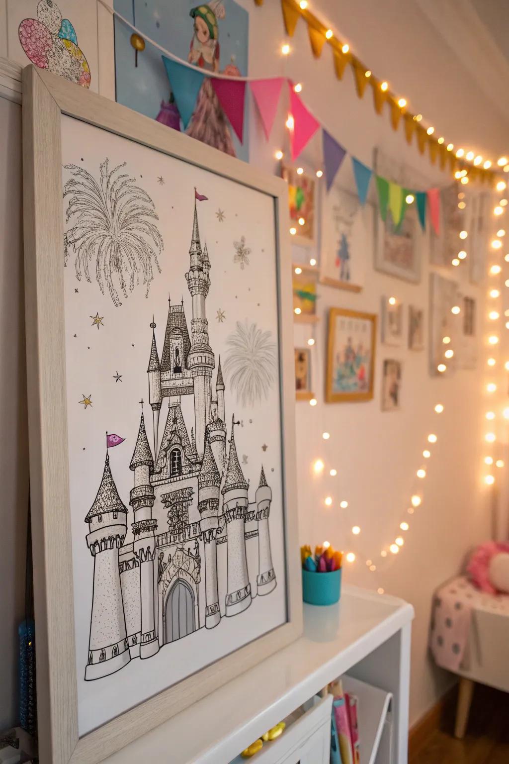 A magical fairy tale castle drawing that sparks the imagination.