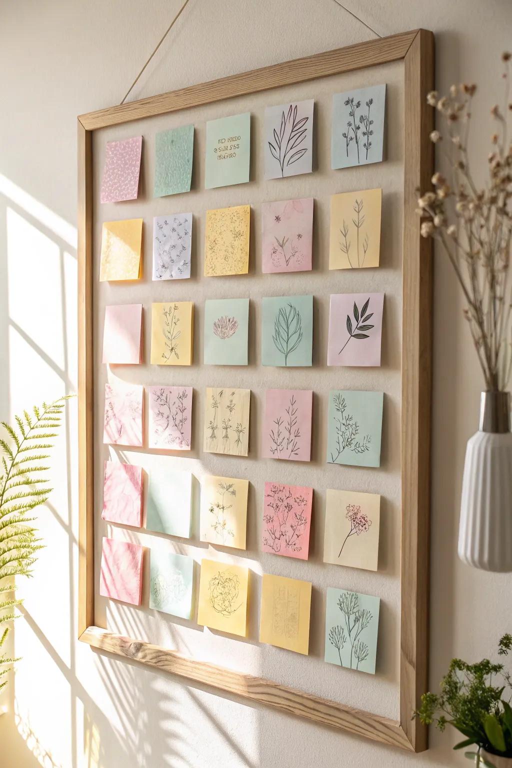 Transform your workspace with a personalized reminder wall that blends creativity and organization in serene Scandinavian style.