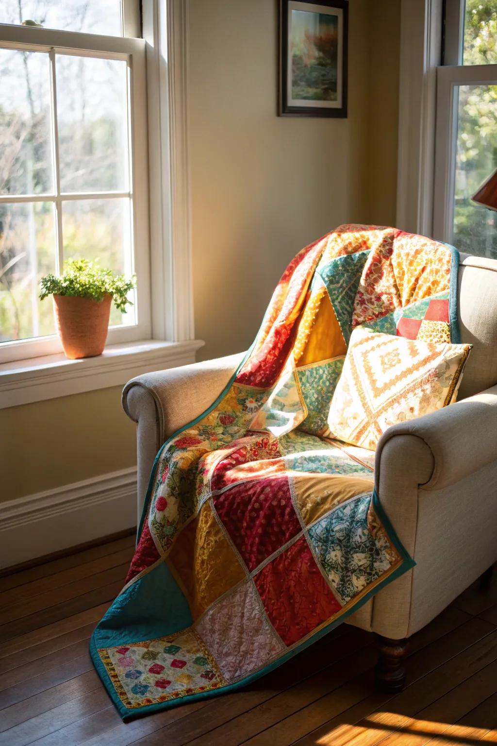 A handmade quilt that wraps her in warmth and cherished memories.