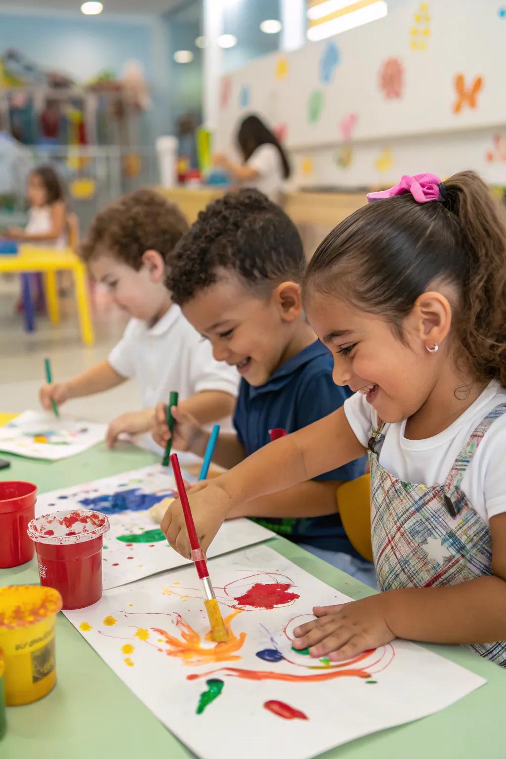 Toothbrushes bring a fun twist to painting.