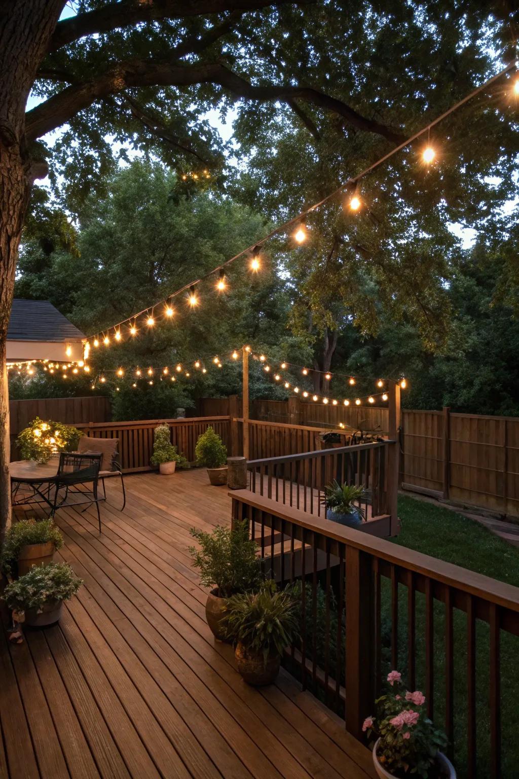 Light up your deck with stylish outdoor lighting.