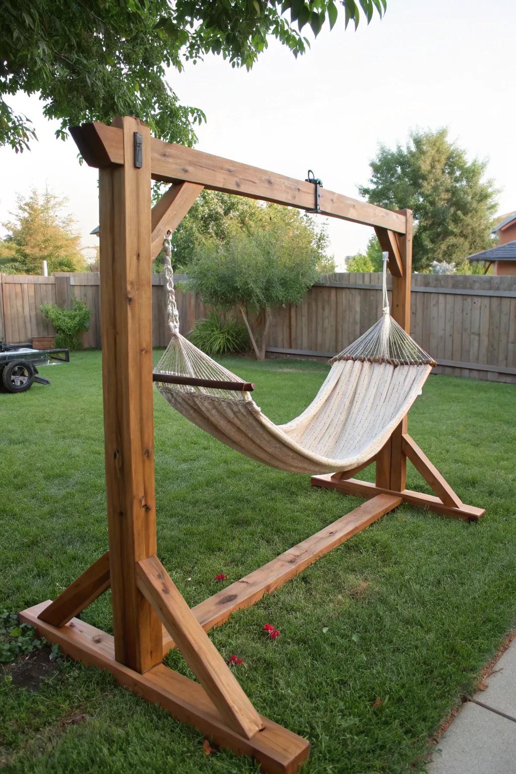 Construct your own stand for a versatile hammock experience.