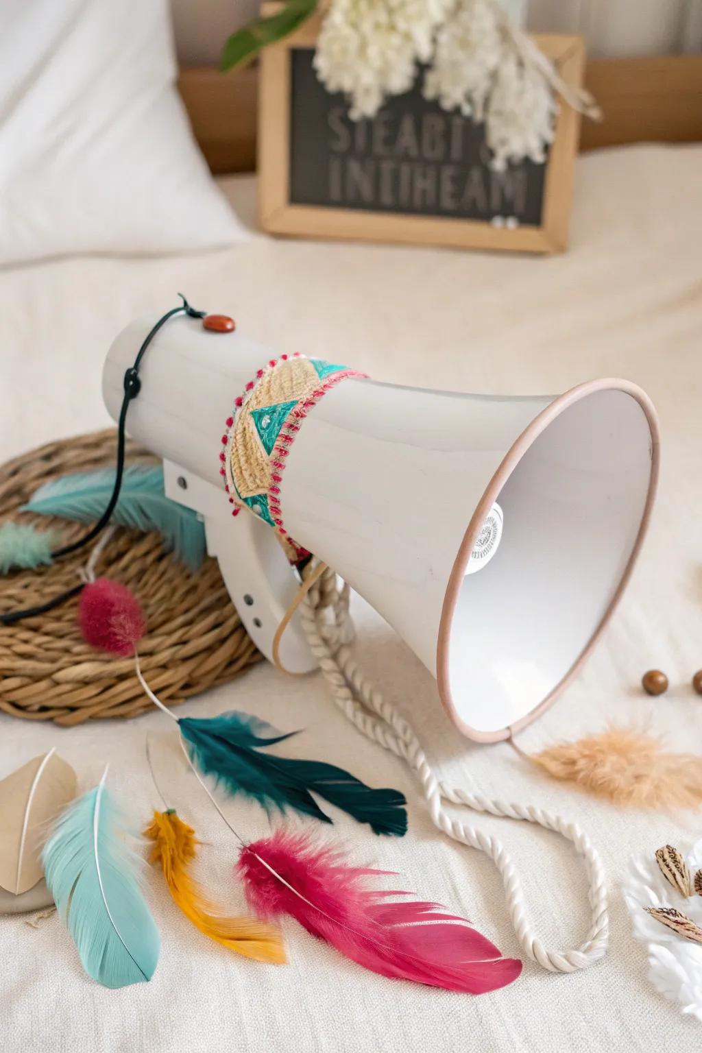 Add a whimsical touch to your cheers with vibrant feather accents!