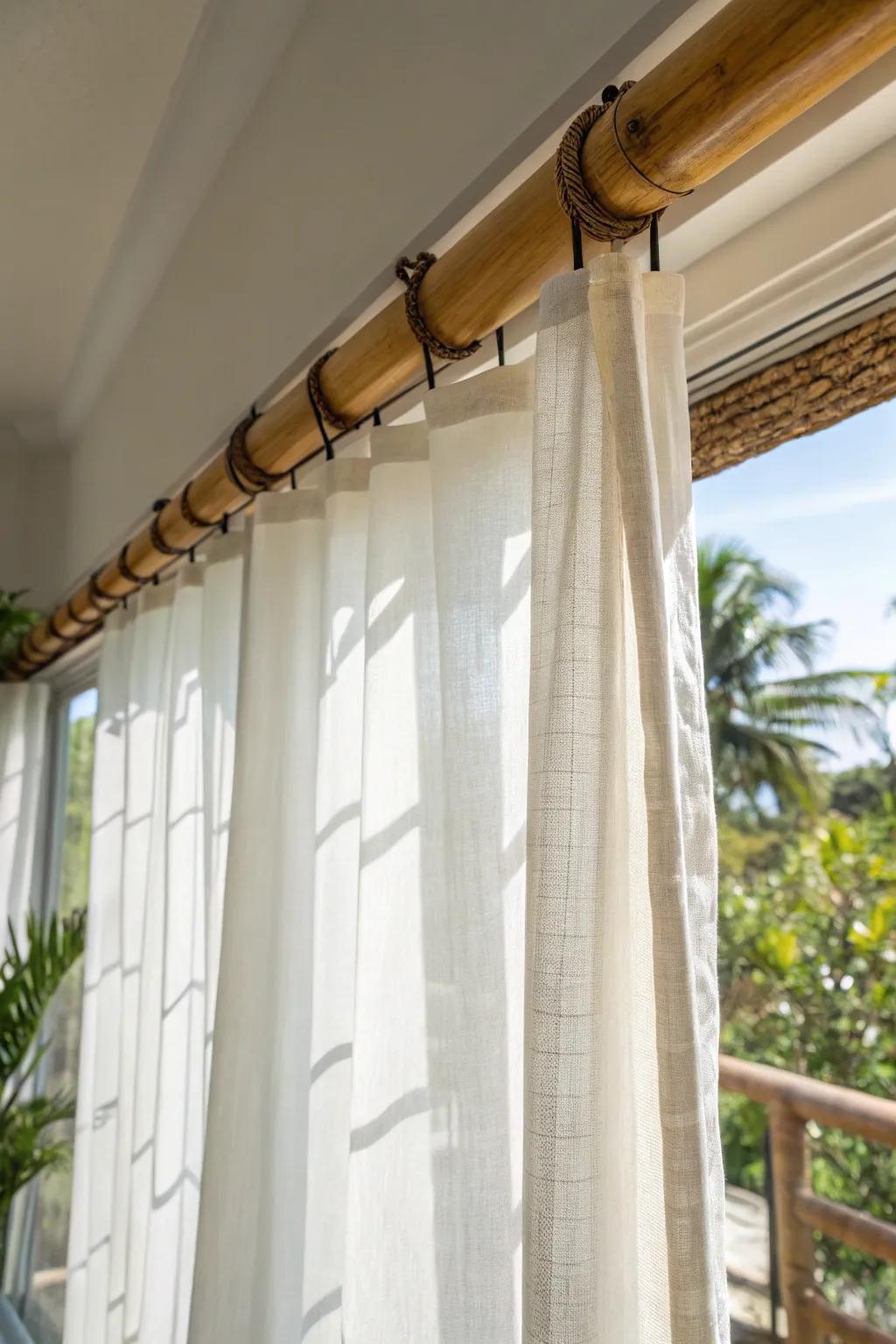 Elevate your space with the natural charm of bamboo curtain rods.