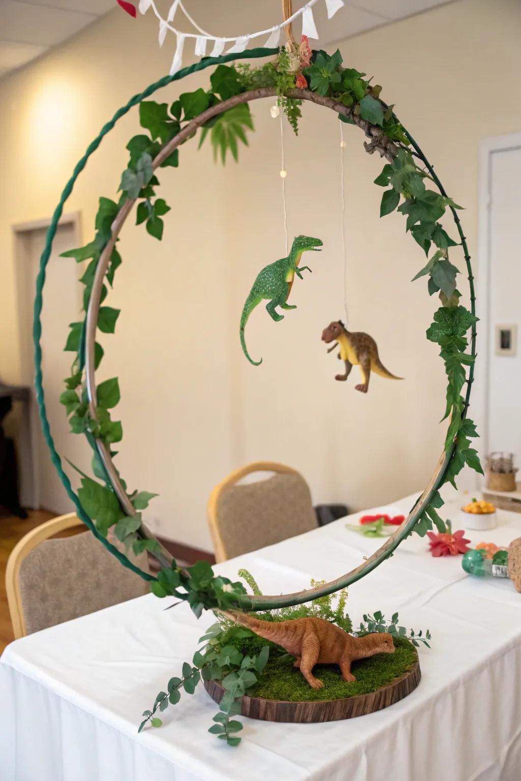 Add whimsy to your decor with a floating dinosaur centerpiece.