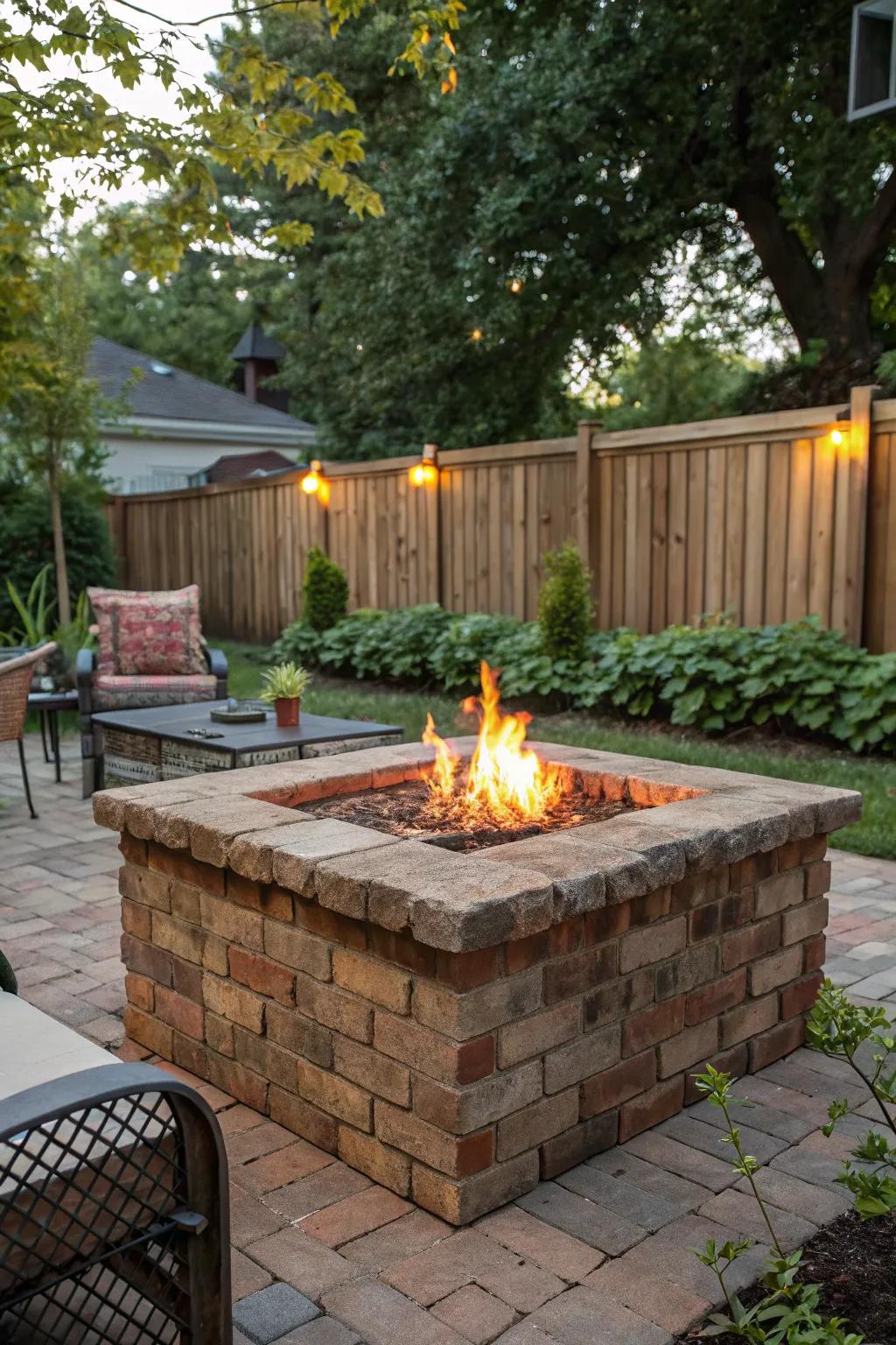 Embrace rustic charm with a brick fire table.