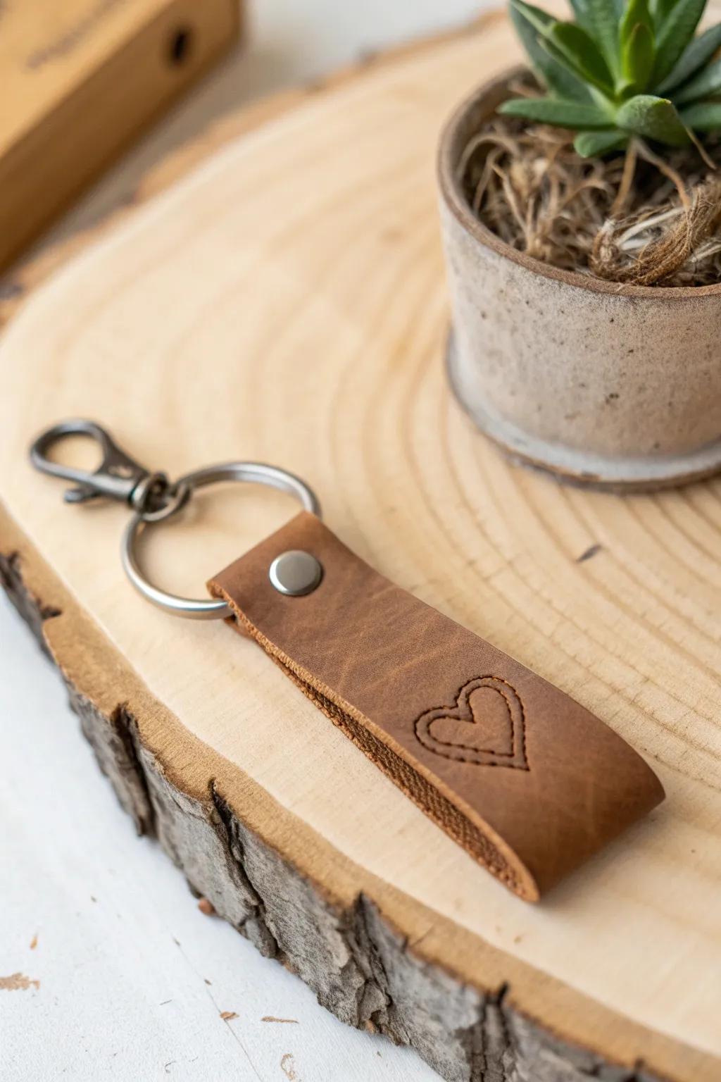 Crafted with love: A personalized leather keychain to cherish your friendships.