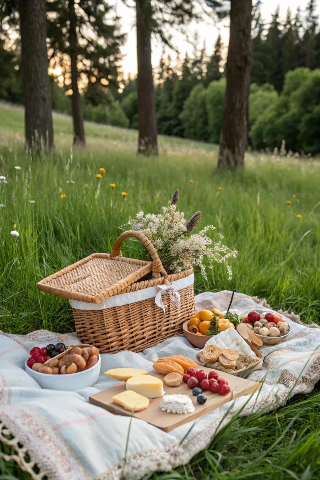 An adventurous picnic basket ready for outdoor escapades.