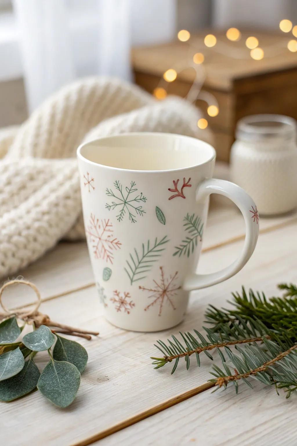 Crafted with love: A charming hand-painted mug perfect for last-minute holiday gifting.