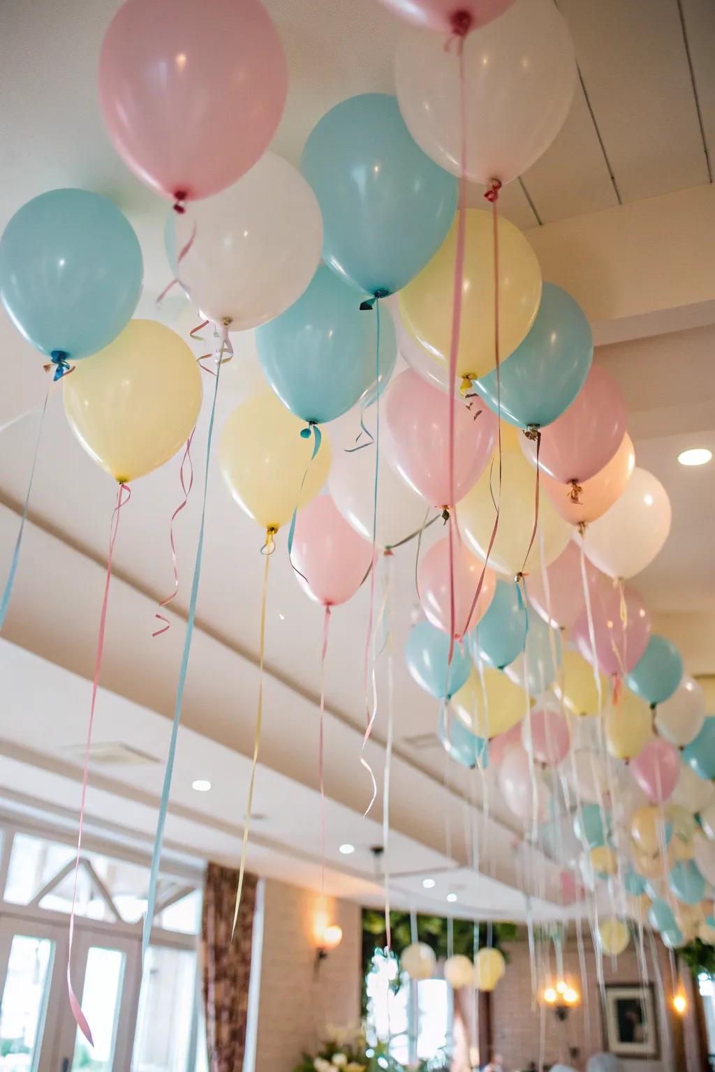 Turn your ceiling into a floating oasis with helium balloons.