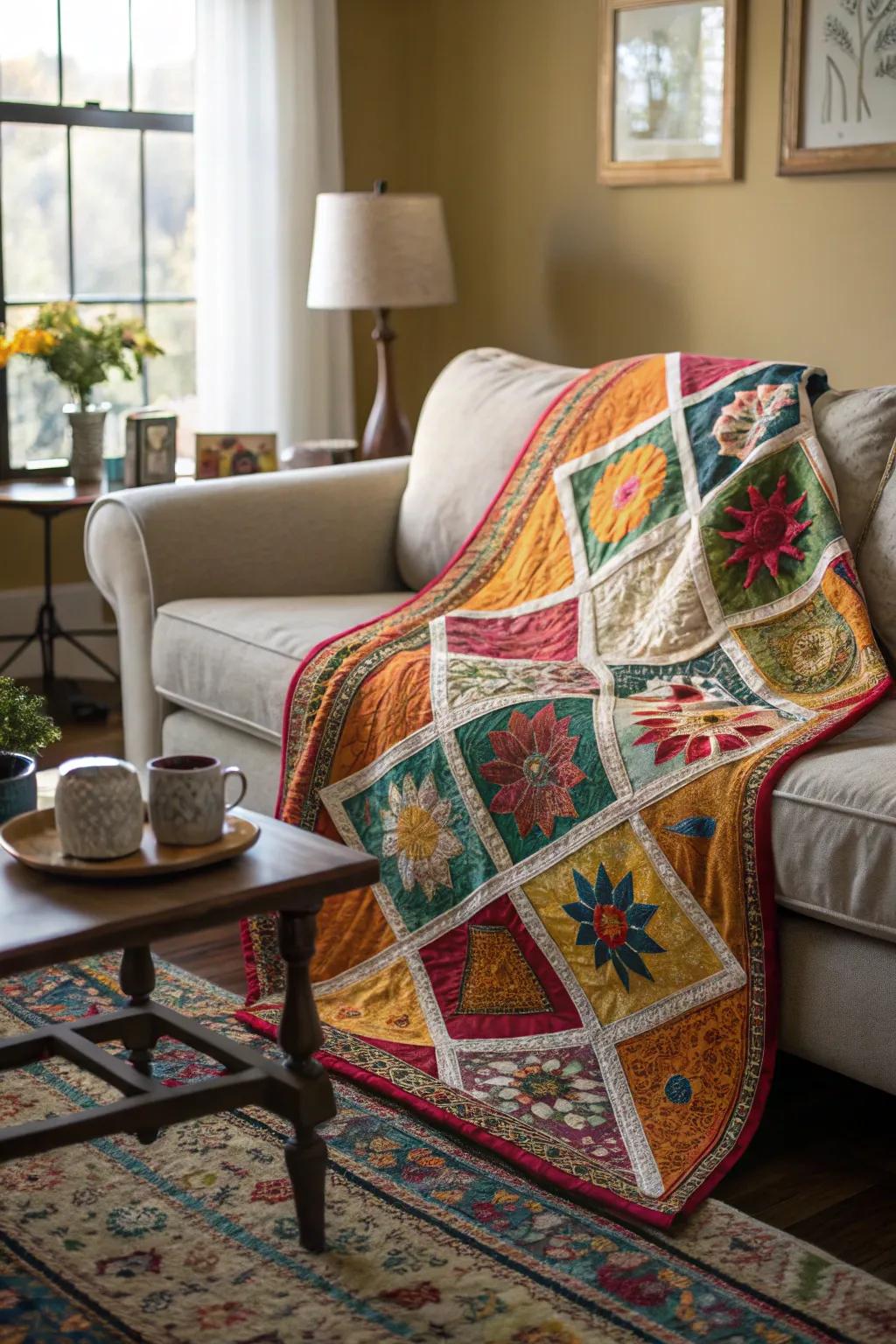 A homemade quilt for warmth and comfort.