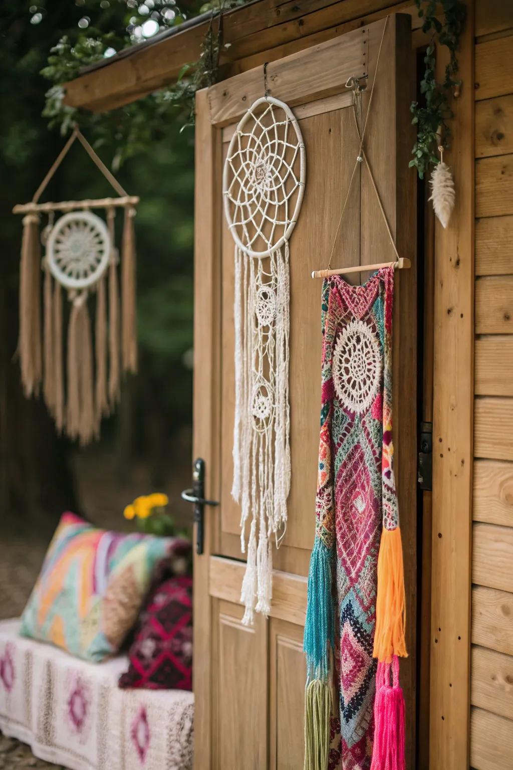 A warm and eclectic bohemian themed door.