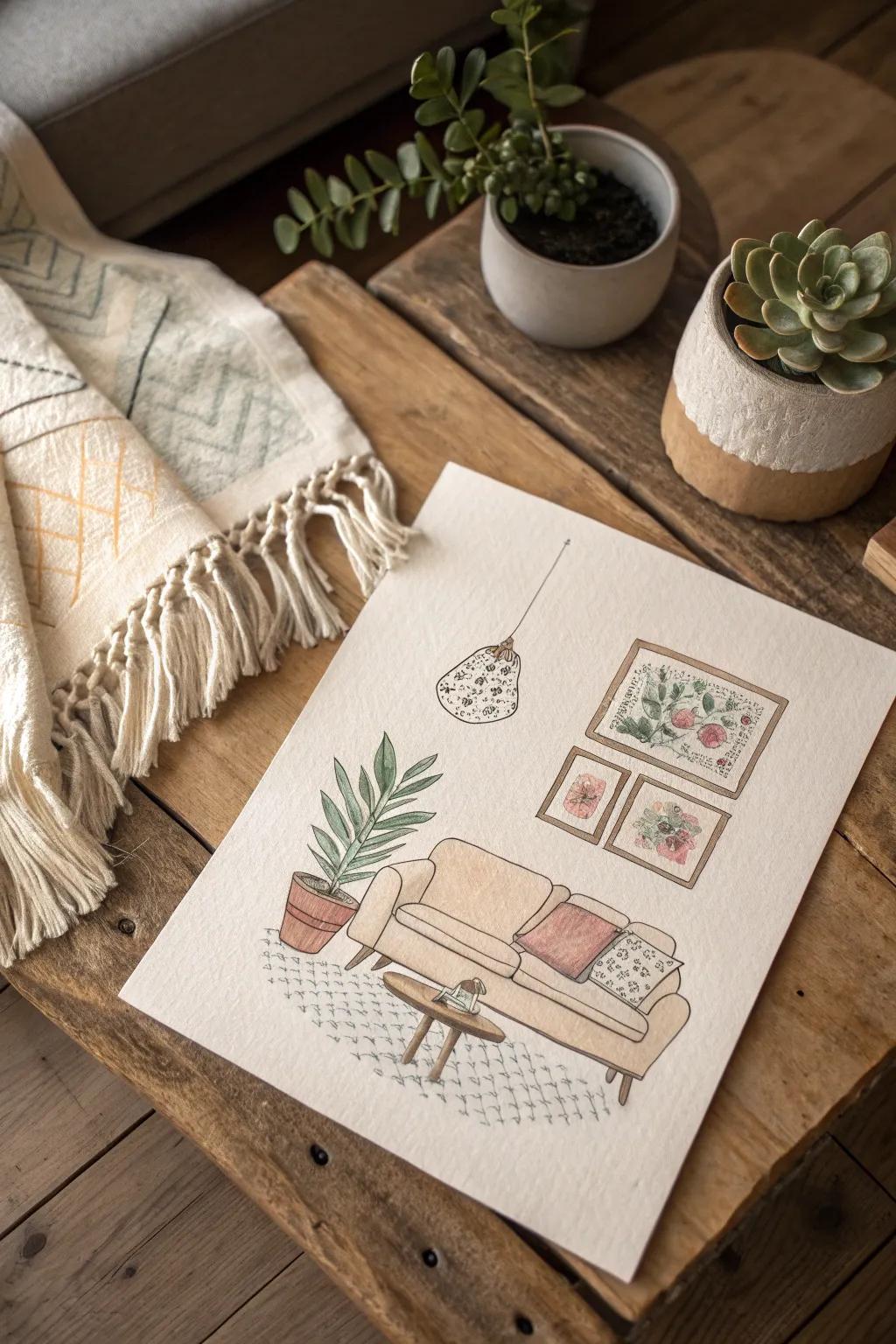 Embrace the art of storytelling with hand-drawn illustrations that add charm and warmth to any space.