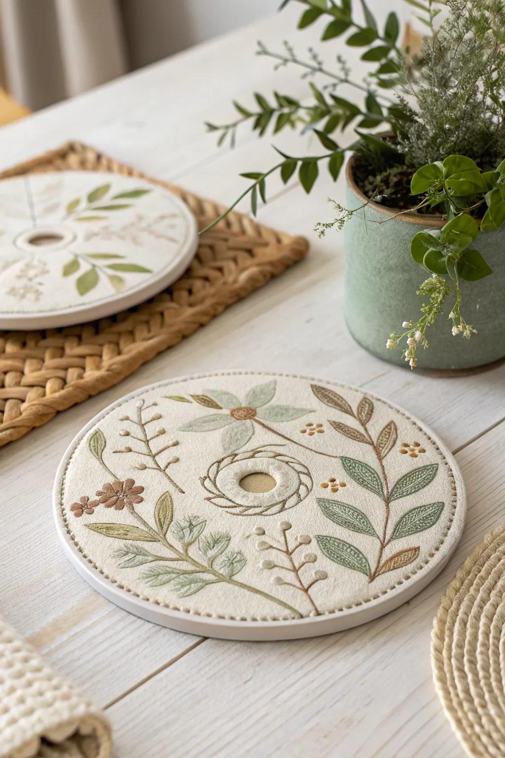Transform your old DVDs into stunning nature-inspired coasters – a perfect blend of functionality and artistic charm.