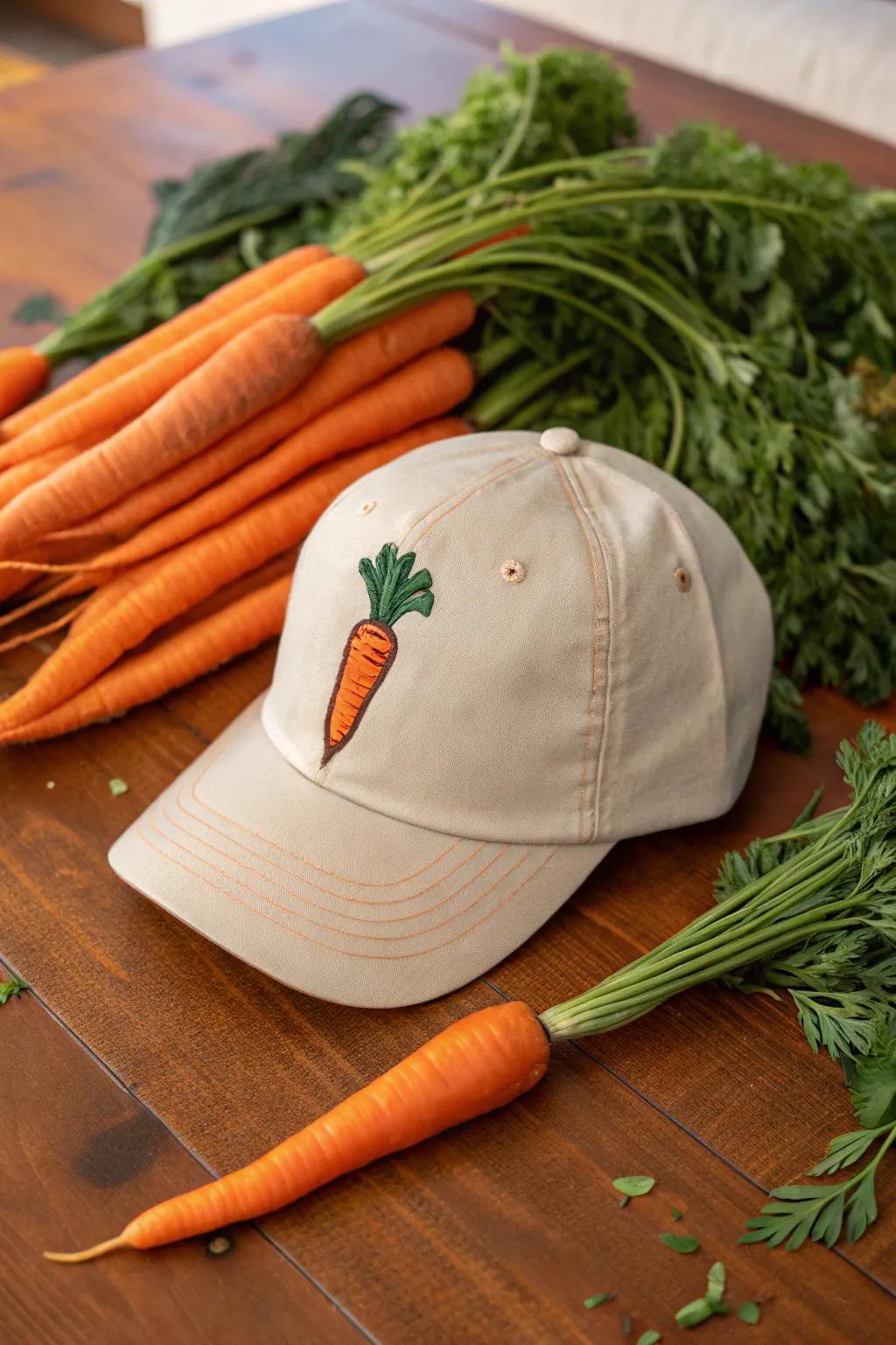 Add a touch of whimsy with a carrot topper hat.