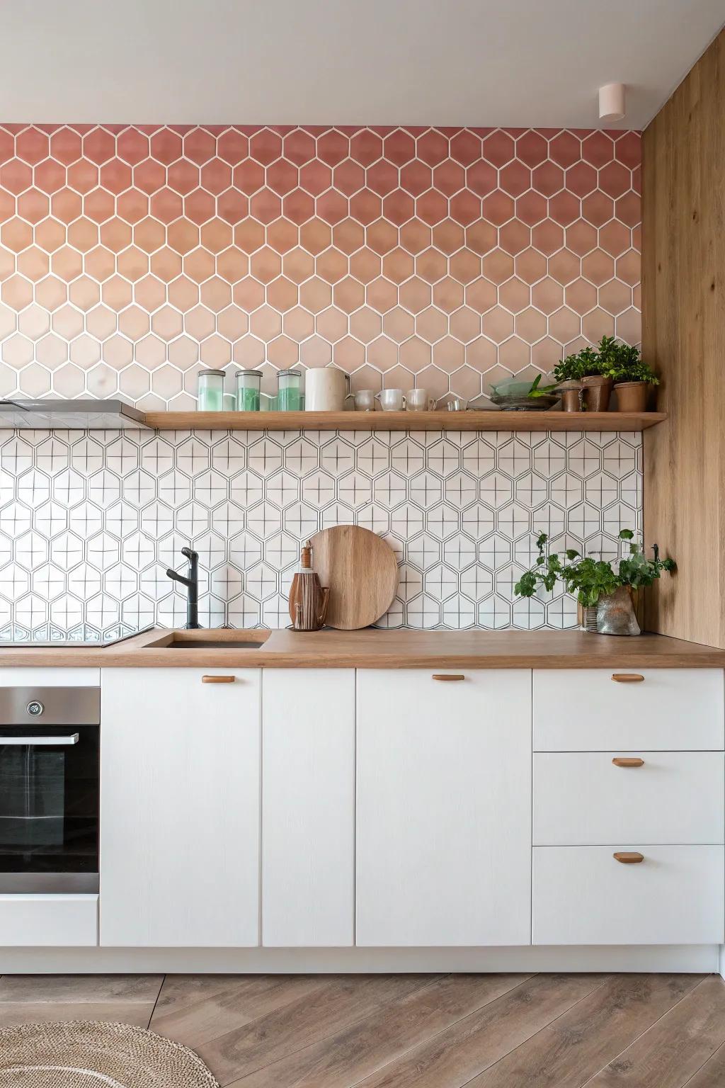 Transform your kitchen with playful penny tile patterns, where simplicity meets artistry.