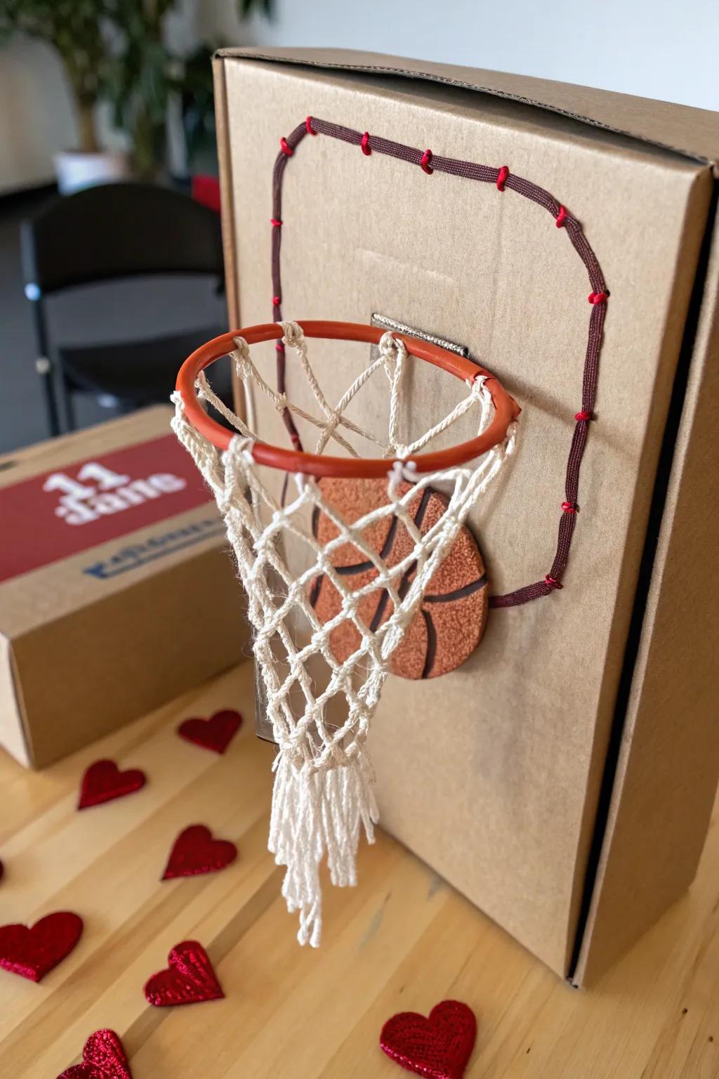 Score big this Valentine's Day with a handcrafted mini hoop and net box!