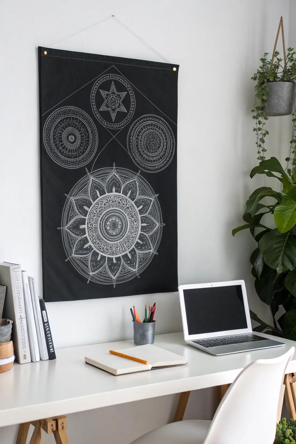 Black and white art on canvas for a timeless appeal.