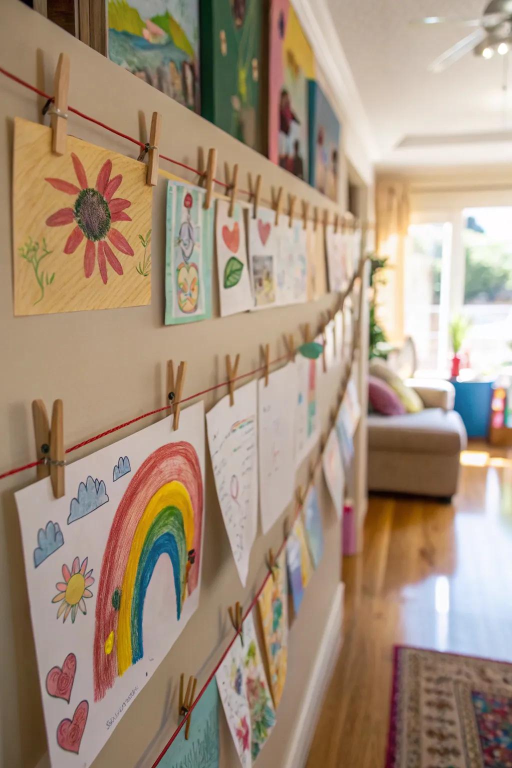 Transform a blank wall into a vibrant gallery with an easy art display.