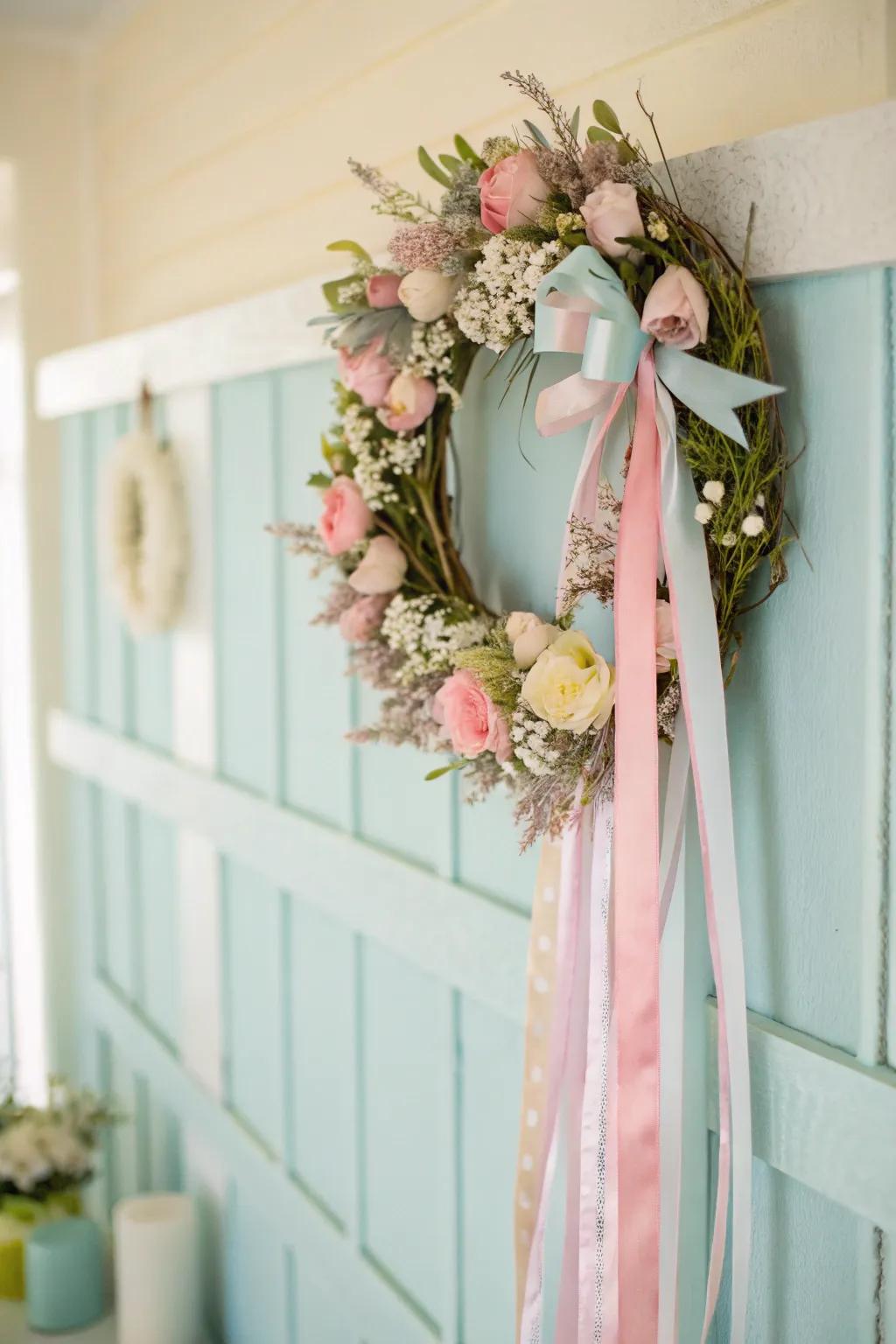 Elegance meets Easter with this pastel ribbon wreath.