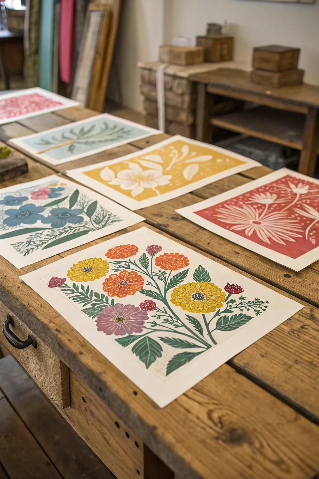 Create one-of-a-kind floral designs with monoprinting.