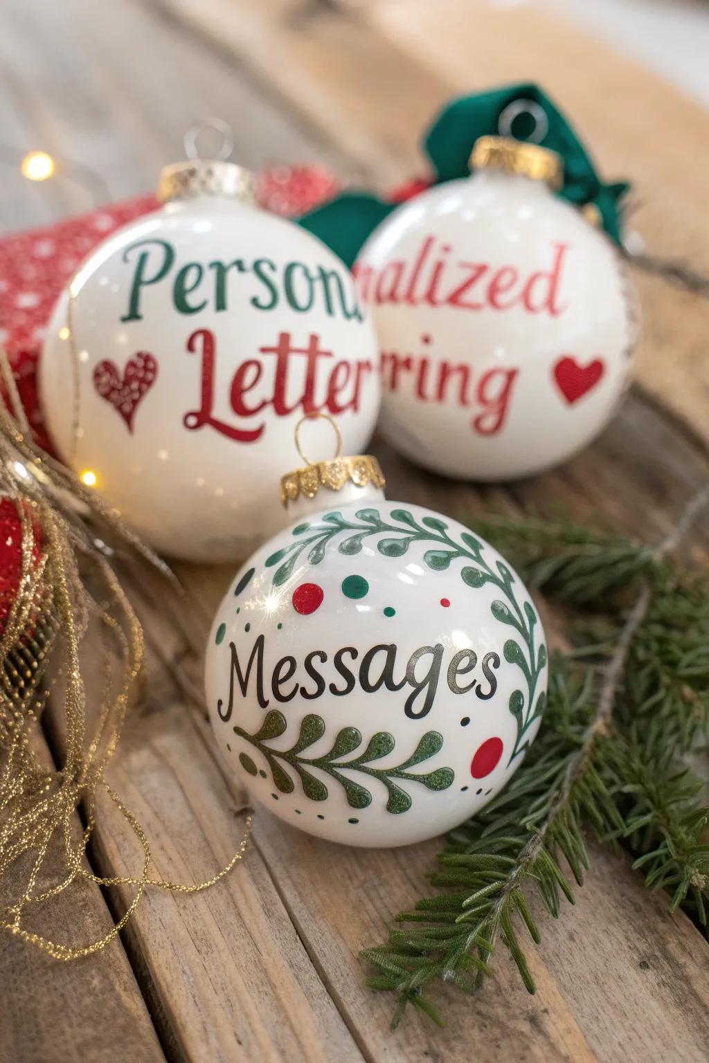 Personalized message ornaments make for meaningful holiday keepsakes.