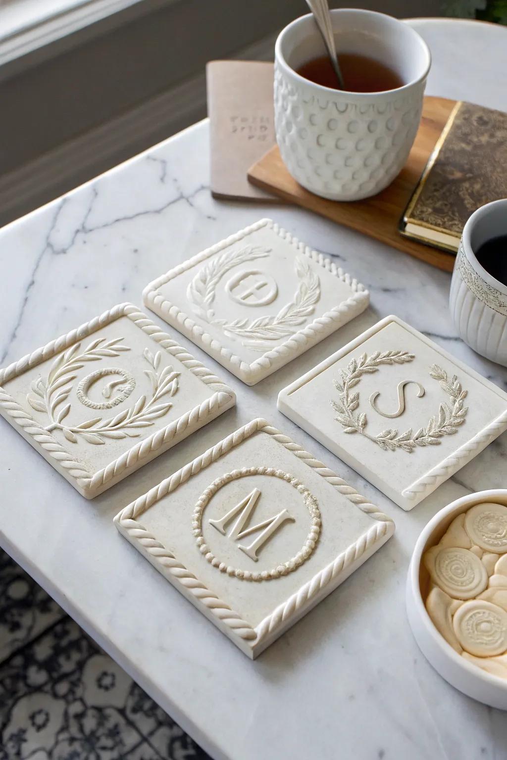 Custom plaster coasters combine utility with style.