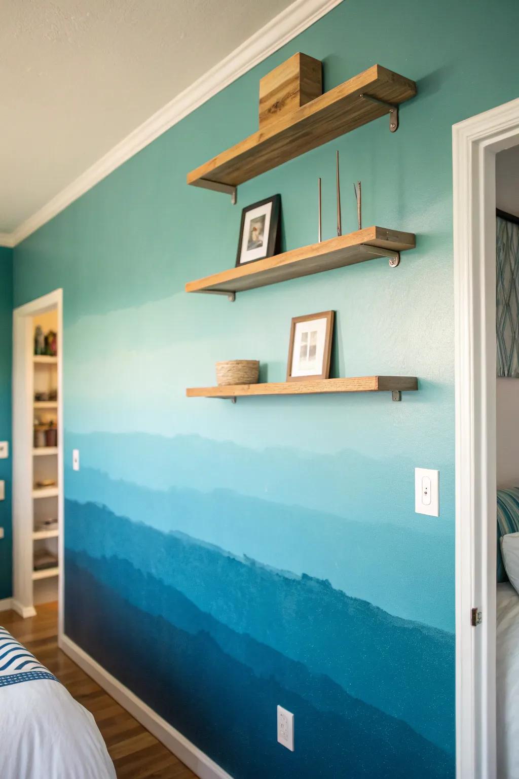 Gradient walls offer a calming, artistic vibe.